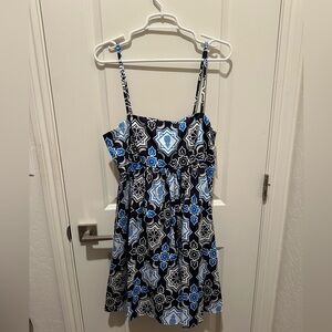 Anthropologie Blue and Black Patterned Women’s Dress